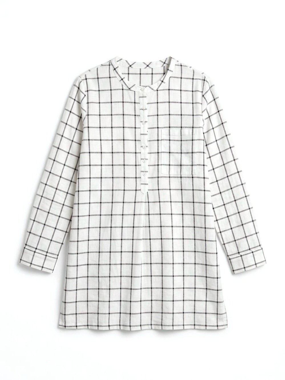 Old Navy White Windowpane Plaid Tunic Top XXL Popover Blouse Cotton Lagenlook